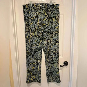 Be Proud Size Large Animal Print Straight Leg Flat Front Pants Size Large NWT